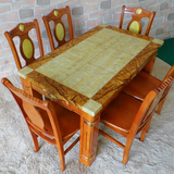 小户型天然大理石餐桌椅组合 长方形实木吃饭西餐桌子 方桌西餐