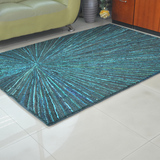手工羊毛地毯印度进口 地毯茶几客厅现代简约 蓝色放射性时尚地垫