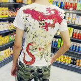 夏季短袖特价T恤男士圆领霸气体恤潮男装印花中国风龙图案上衣服