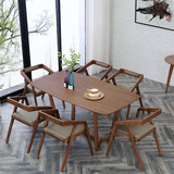 实木大理石餐桌 北欧宜家创意饭桌 小户型长方形餐桌椅子组合6人