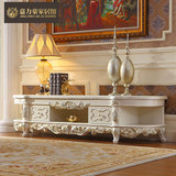 欧式大理石白色电视柜法式客厅高档实木雕花圆角茶几地柜组合套装