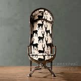 美式实木太空椅 欧式仿古做旧创意蛋壳椅沙发椅高背椅样板房椅子
