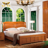 现代中式全实木床美式储物床1.8米双人床橡胶橡木婚床简约公主床
