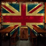 复古怀旧英国国旗大型壁画欧式工业风壁纸咖啡厅主题休闲网吧墙纸