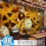 3D立体金属齿轮机械墙纸复古工业风壁纸酒吧网吧娱乐室大型壁画