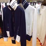 欧洲站春装新款女装2016值得推荐撞色镶边修身运动风针织外套