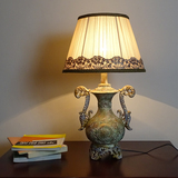 欧式台灯卧室床头灯复古卧室LED调光奢华温馨蕾丝布艺书房客厅灯