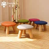 世途矮凳创意小凳子包布圆凳时尚日式榉木儿童板凳换鞋凳实木凳子