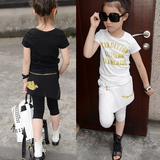 新款夏季女童短袖套装韩版大儿童时尚运动短裤纯棉两件套个性潮酷