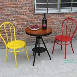 美式时尚铁艺阳台桌椅三件套庭院简约甜品奶茶店咖啡厅桌椅组合圆