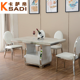 大理石餐桌现代简约不锈钢大理石面餐桌椅组合客厅小户型餐台包邮