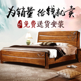 现代中式全实木橡木床1.8米双人床橡胶木婚床气动高箱储物床特价