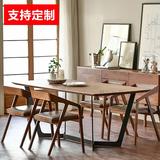 美式乡村铁艺实木餐桌椅组合家用餐桌椅方桌小户型饭桌纯实木桌椅