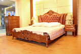 厂家直销卧室奢华全实木床缅甸柚木家具欧式美式双人床1.8米婚床