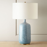 景德镇浅蓝色釉变复古陶瓷台灯美式简约中式创意淡蓝色陶瓷台灯