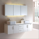 现代浴室柜组合美式欧式橡木卫浴柜组合大理石台面陶瓷洗手盆吊柜
