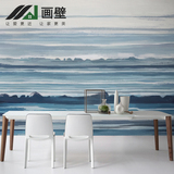 抽象手绘海浪墙纸 个性艺术卧室影视背景墙壁纸 地中海定制壁画