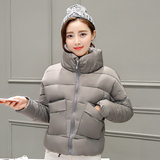 棉服女短款韩国学生宽松大码羽绒棉衣2016新款冬装纯色加厚面包服