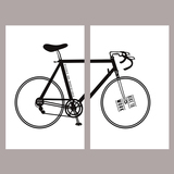 现代简约小清新装饰画画芯抽象自行车双联无框画挂画墙画壁画画心