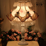 欧式韩式乡村田园公主粉色玫瑰碎花树脂布艺卧室床头装饰台灯