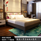 新中式实木双人床现代简约软包床1.8米婚床酒店客房卧室床铺家具