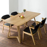 北欧实木餐桌椅组合咖啡厅实木餐桌椅子组合电脑桌原木书桌餐厅