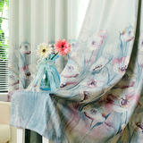 美式田园乡村油画风客厅卧室隔断全遮光加厚棉麻窗帘布料成品定做