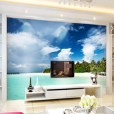 欧式3D立体海景沙滩风景画客厅电视背景墙沙发地中海壁纸大型壁画