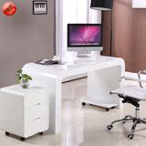 苹果烤漆电脑桌简约台式家用写字台时尚白色书桌椅办公桌家具