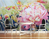 大型水彩壁纸墙纸 影视墙 电视背景欧式风格复古美式油画花卉