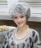 中老年假发女短发花白假发表演老奶奶妈妈假发舞台用表演银白假发