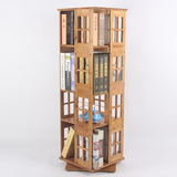 楠竹360度旋转书架学生简易多层书架子创意书柜置物架实木小书架