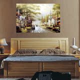 现代装饰画单幅壁画简欧风景画卧室挂画床头墙画客厅无框画电表箱