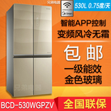 美的BCD-530WGPZV风冷无霜冰箱变频十字对开四门多门节能一级金色