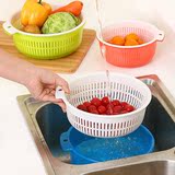 双层沥水篮塑料洗菜篮子创意洗菜盆滴水筛多用滤水筛水果篮洗菜篮