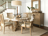 高端定制美式餐桌 欧式复古做旧餐桌实木橡木餐台 法式餐桌椅组合