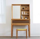 日式纯实木化妆桌小户型环保翻盖梳妆台白橡木卧室家具组合