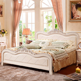 韩式田园公主床 白色实木床1.8 双人床 卧室简约1.5米高箱储物床