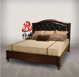美式实木布艺软靠双人床现代简约婚床皮艺床小户型皮床欧式方形床
