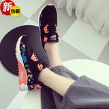 夏季潮新款韩版网布气垫女鞋单鞋圆头拼色平跟运动跑步登山学生鞋