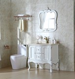 箭牌橡木落地柜欧式浴室柜组合弧形柜美式大理石台盆柜洗手新款