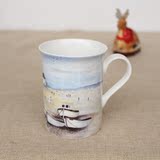 骨瓷马克杯创意陶瓷杯子油画北欧小镇艺术陶瓷杯子咖啡杯红茶杯子