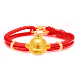 s925纯银红玛瑙猴年本命年红绳手链 3D皇冠硬金猴情侣手串保真