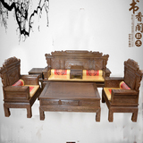 特价红木家具非洲鸡翅木沙发兰亭序古典雕刻实木客厅沙发组合