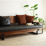 铁艺实木做旧客厅沙发椅皮垫组合单双三人坐复古实木美式风沙发椅