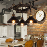 复古工业风吊灯美式创意餐厅酒吧咖啡厅客厅个性树脂铁艺三头吊灯