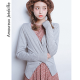 韩国代购毛衣外套女披肩常规纯棉宽松长袖针织衫开衫外搭短款秋薄