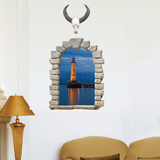 3d立体假窗户地中海景墙贴欧式客厅沙发背景墙贴画玄关卫生间贴纸