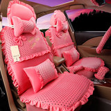 汽车坐垫卡通可爱冬季棉布座套新款女士专用全包亚麻四季座椅套垫