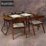 定制实木餐桌复古美式餐厅桌椅创意铁艺家具简约书桌电脑办公桌子